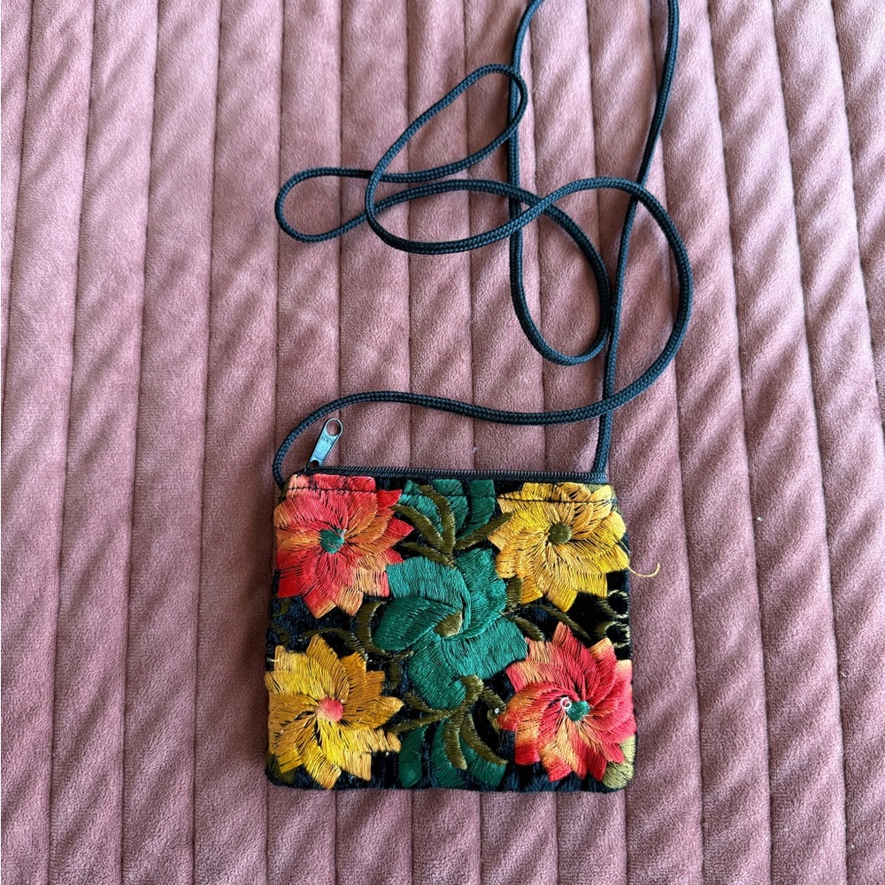 Floral Embroidered Crossbody Bag